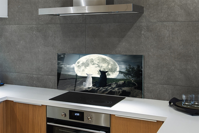 Kitchen Splashback Wolves Moon Forest