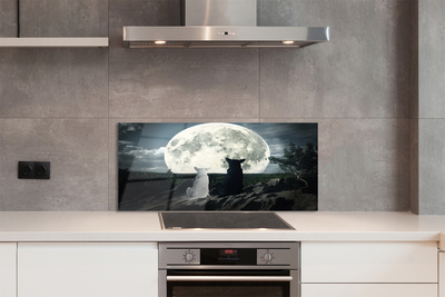 Kitchen Splashback Wolves Moon Forest