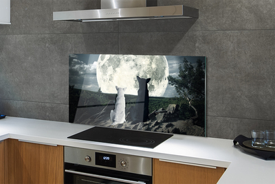 Kitchen Splashback Wolves Moon Forest