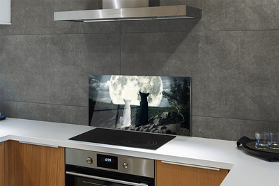 Kitchen Splashback Wolves Moon Forest