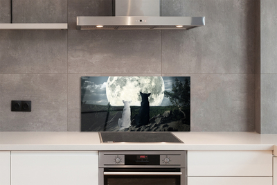 Kitchen Splashback Wolves Moon Forest