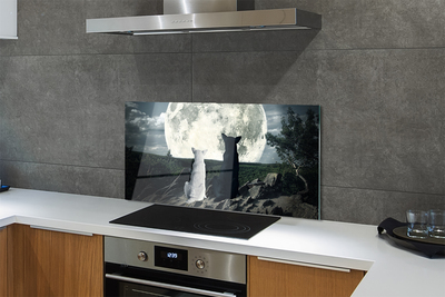 Kitchen Splashback Wolves Moon Forest