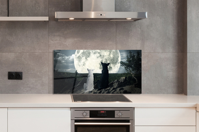 Kitchen Splashback Wolves Moon Forest