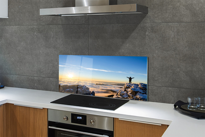 Kitchen Splashback Mountain clouds man