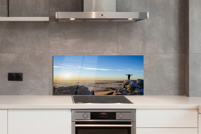 Kitchen Splashback Mountain clouds man