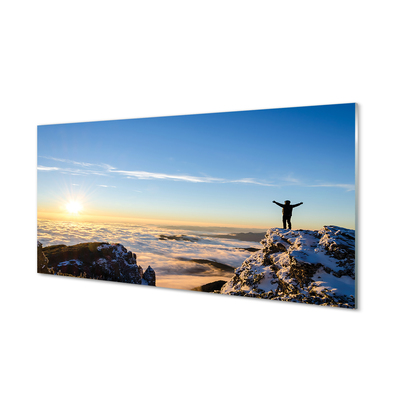 Kitchen Splashback Mountain clouds man