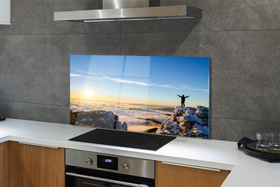 Kitchen Splashback Mountain clouds man