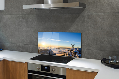 Kitchen Splashback Mountain clouds man