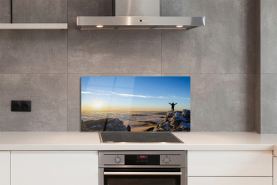 Kitchen Splashback Mountain clouds man