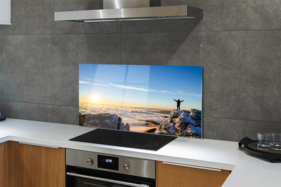 Kitchen Splashback Mountain clouds man