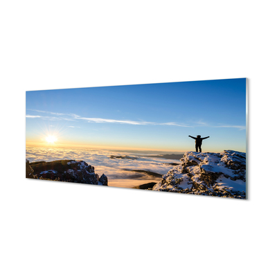 Kitchen Splashback Mountain clouds man