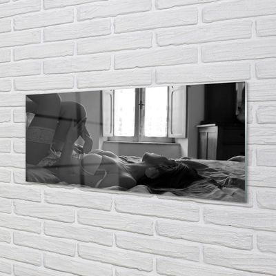 Kitchen Splashback Woman lying on the window