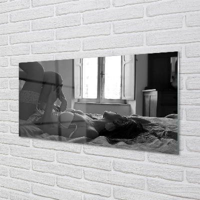 Kitchen Splashback Woman lying on the window