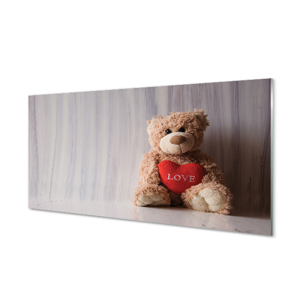 Kitchen Splashback Heart Teddy Bear