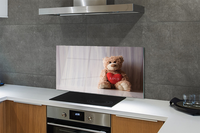 Kitchen Splashback Heart Teddy Bear