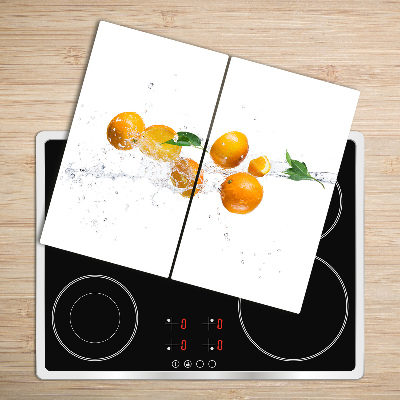 Chopping board Oranges and water