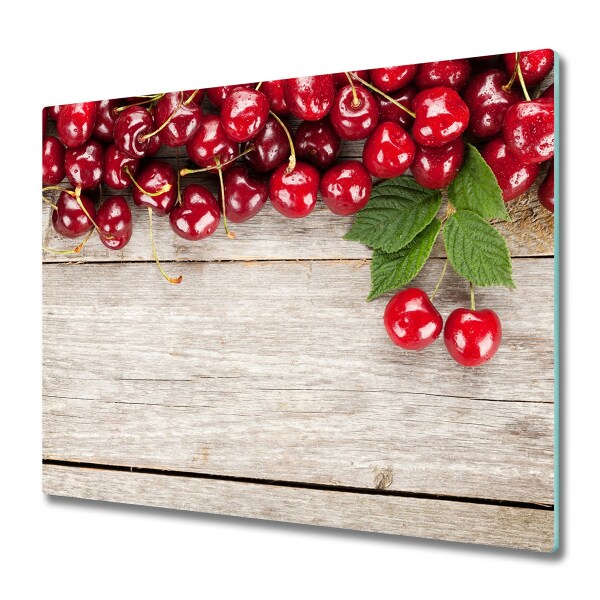 Chopping board Cherries on wood