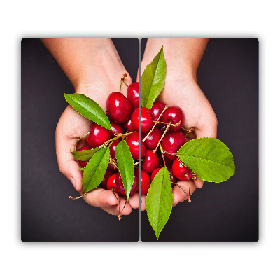 Chopping board Cherries in hands