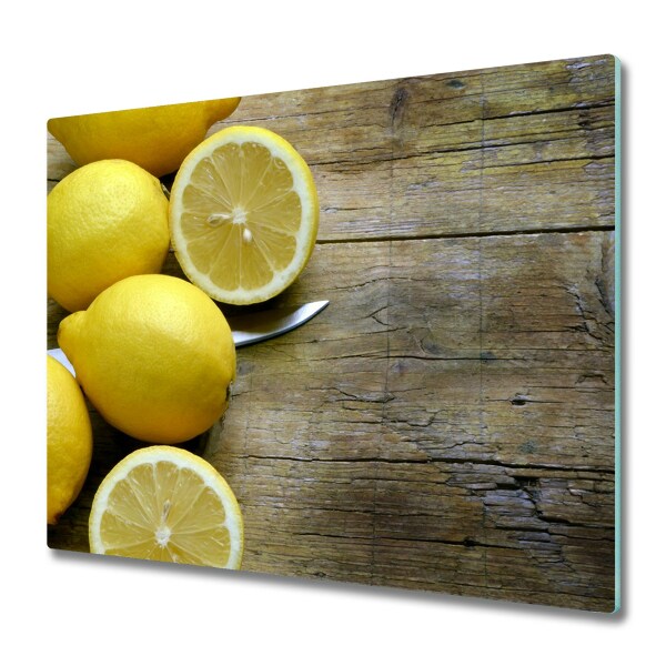 Chopping board Lemons on wood