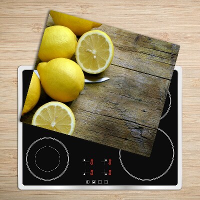 Chopping board Lemons on wood