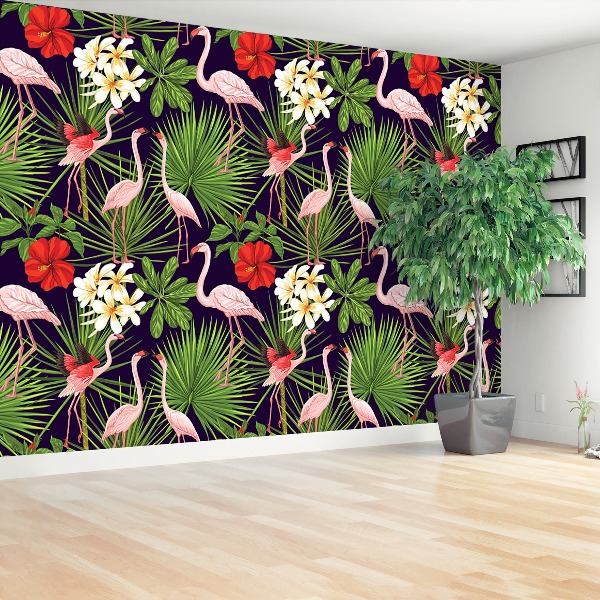 Wallpaper Flamingos plants