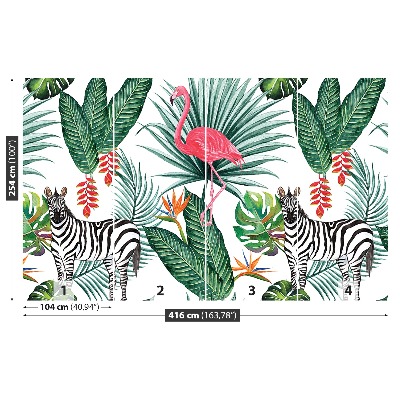 Wallpaper Zebra and flamingo