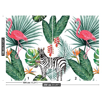 Wallpaper Zebra and flamingo