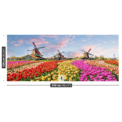 Wallpaper Tulips windmills