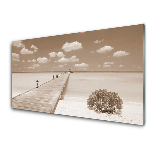 Acrylic Print Sea bridge landscape sepia