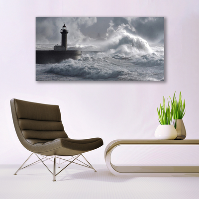 Acrylic Print Lighthouse lake sea nature grey