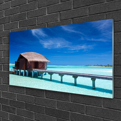 Acrylic Print South sea beach house architecture blue brown