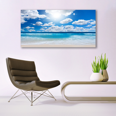 Acrylic Print North sea beach clouds landscape blue white