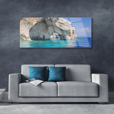 Acrylic Print Cliff sea lake water landscape blue white