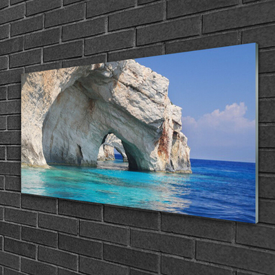 Acrylic Print Cliff sea lake water landscape blue white