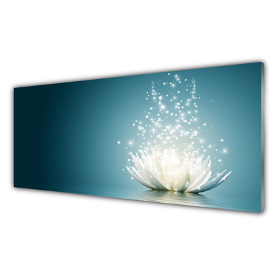 Acrylic Print Lotus blossom flower floral blue black white