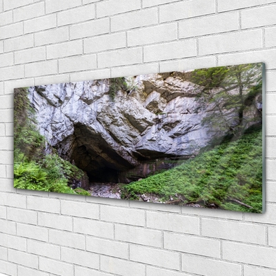 Acrylic Print Mountain cave nature green grey