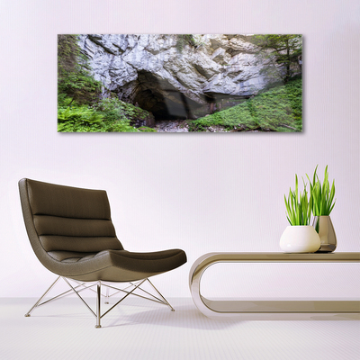 Acrylic Print Mountain cave nature green grey