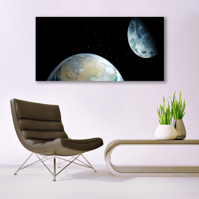 Acrylic Print Moon earth space universe black blue grey