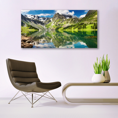 Acrylic Print Mountain lake landscape green blue