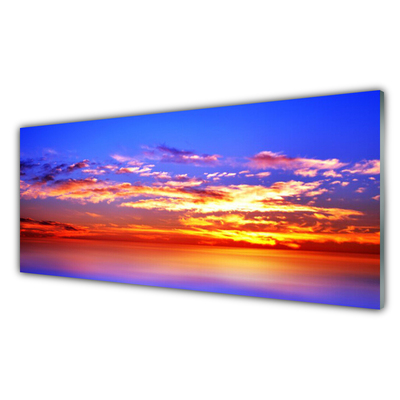 Acrylic Print Sky clouds sea landscape blue purple red