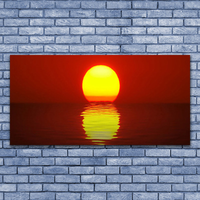 Acrylic Print Sunset sea landscape orange yellow