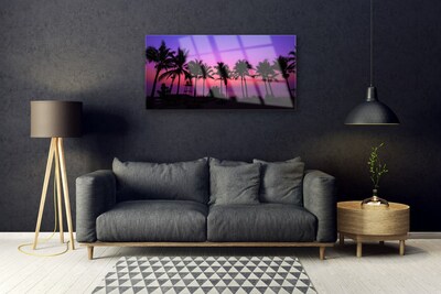 Acrylic Print Palm trees landscape black purple pink