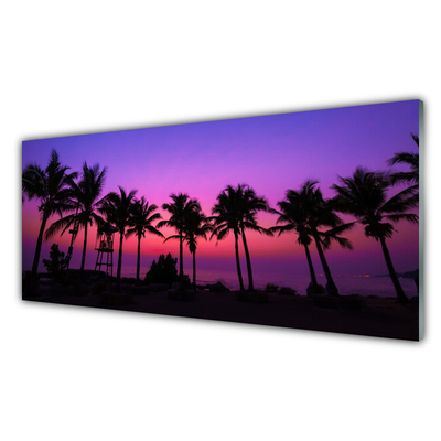 Acrylic Print Palm trees landscape black purple pink