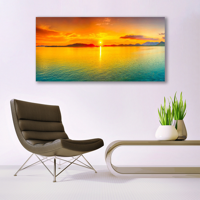 Acrylic Print Sea sun landscape yellow blue