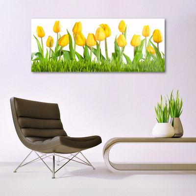 Acrylic Print Tulips floral yellow green white