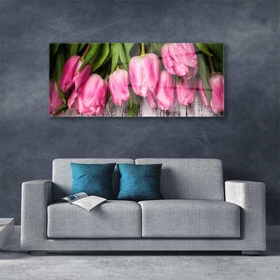 Acrylic Print Tulips floral pink green