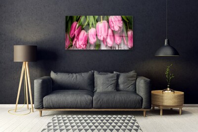 Acrylic Print Tulips floral pink green