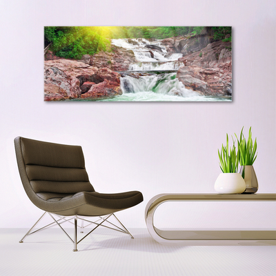 Acrylic Print Waterfall nature green white