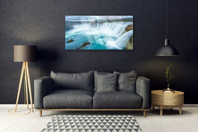 Acrylic Print Waterfall nature blue white