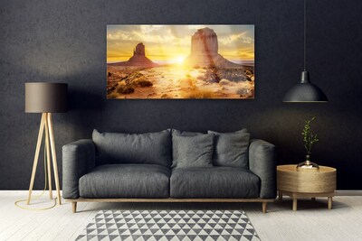 Acrylic Print Desert sun landscape yellow brown green
